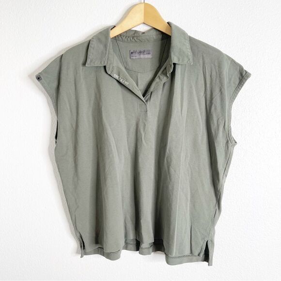 Figs Pique Drop Shoulder Polo Agave Green Size Extra Large - Picture 1 of 5